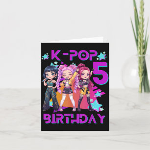 5th Birthday Cute Chibi Kpop Funny 5th Birthday Card