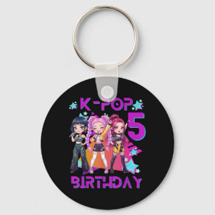 5th Birthday Cute Chibi Kpop Funny 5th Birthday Key Ring
