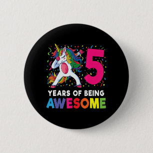 5th Birthday Dabbing Unicorn Party Gift 5 Years Ol 6 Cm Round Badge