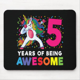 5th Birthday Dabbing Unicorn Party Gift 5 Years Ol Mouse Pad