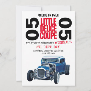 5TH Birthday Deuce Coupe Car Birthday invitation