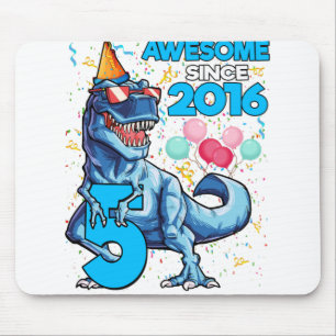 5th Birthday Dinosaur 5 Year Old Boy Kids Awesome Mouse Pad