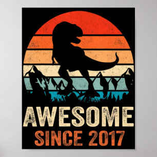 5th Birthday Dinosaur 5 Year Old Boy Kids Awesome  Poster