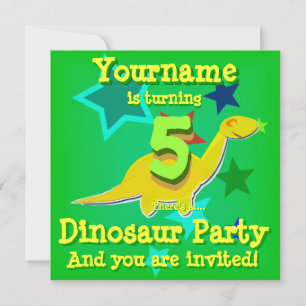 5th Birthday Dinosaur Party Invitations