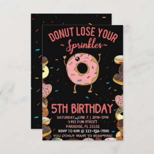5th Birthday Doughnut Lose Your Sprinkles 5 Year Invitation