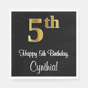 5th Birthday ~ Elegant Luxurious Faux Gold Look # Napkin