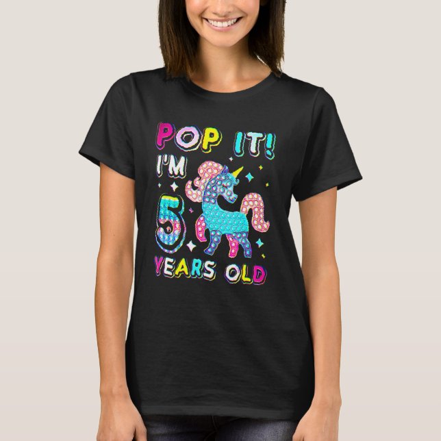 5th Birthday Fidget Toy Pop It Birthday Girl 5 Yea T-Shirt (Front)