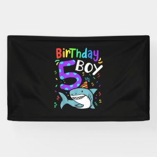 5th Birthday Five Years Old, Shark Gifts Banner