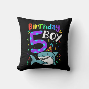 5th Birthday Five Years Old, Shark Gifts Cushion