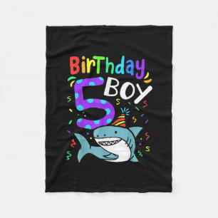 5th Birthday Five Years Old, Shark Gifts Fleece Blanket