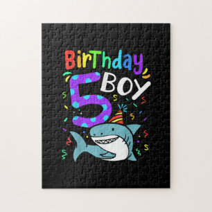 5th Birthday Five Years Old, Shark Gifts Jigsaw Puzzle