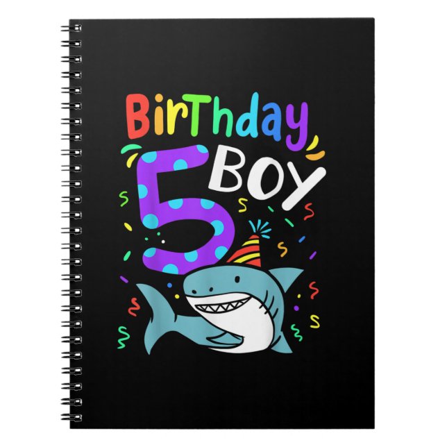 5th Birthday Five Years Old, Shark Gifts Notebook (Front)