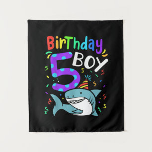 5th Birthday Five Years Old, Shark Gifts Tapestry