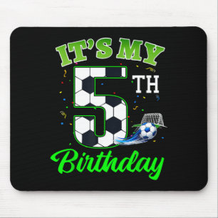 5th Birthday Football Boy Girl Kids Soccer Sports Mouse Pad