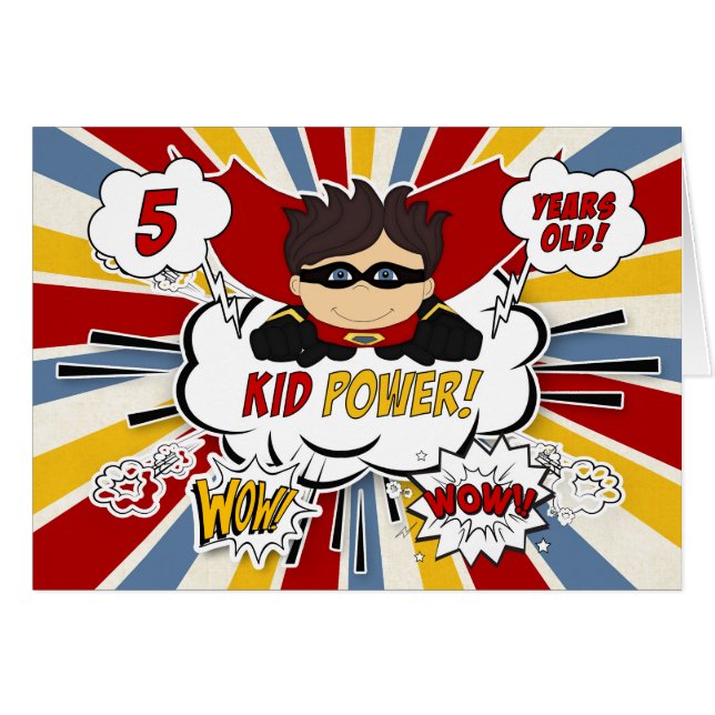 5th Birthday for Boys Super Kid Red Comic Book (Front Horizontal)