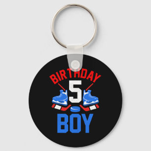 5th Birthday For Girls Boys 5 Yrs Old Ice Hockey Key Ring