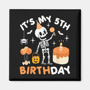 5th Birthday-Funny Halloween Skeleton 5th Bday Magnet