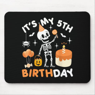 5th Birthday-Funny Halloween Skeleton 5th Bday Mouse Pad