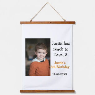 5th birthday game on boy photo name modern date hanging tapestry