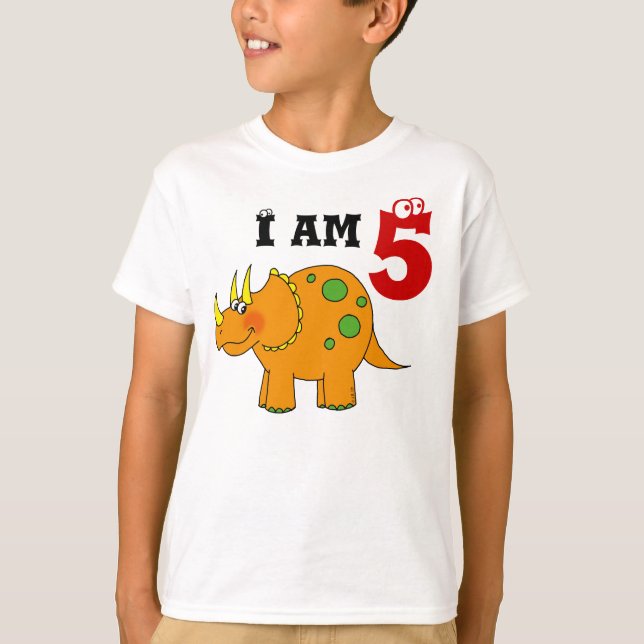 5th birthday gift, dinosaur triceratops T-Shirt (Front)