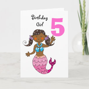 5th birthday gift for a girl, cute mermaid card