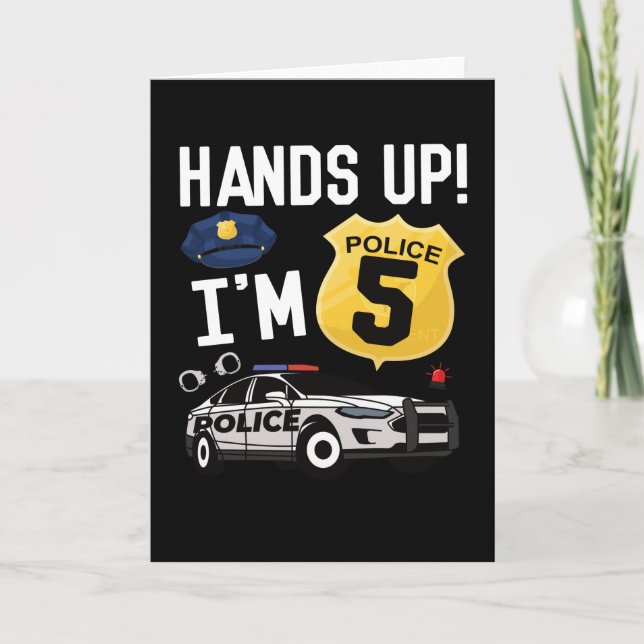 5th Birthday Gift Police Officer 5 Year Old Boy Card (Front)