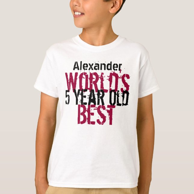 5th Birthday Gift World's Best 5 Year Old Boy T-Shirt (Front)