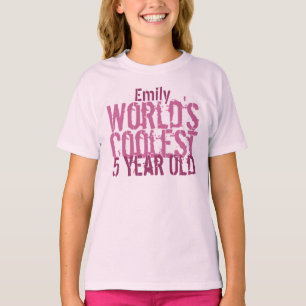 5th Birthday Gift World's Coolest 5 Year Old Girl T-Shirt
