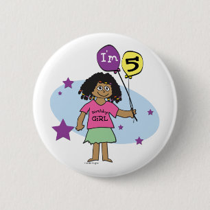 5th Birthday Girl 6 Cm Round Badge
