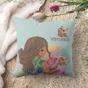 5th birthday girl butterfly cushion