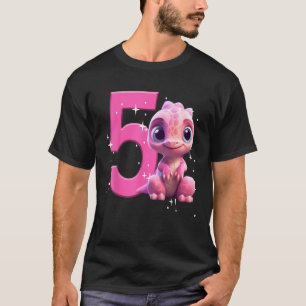5th Birthday Girl Dinosaur Pink Party Kids Rex Fi T-Shirt