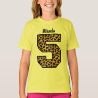 5th Birthday Girl LEOPARD Five Year Custom Name V2