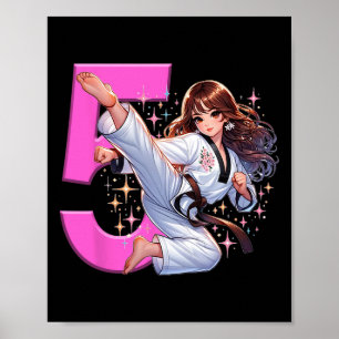 5th Birthday Girl Martial Arts Party Taekwondo Kar Poster