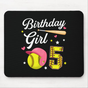 5th Birthday Girl Softll Fifth Bday 5 Yrs Five Yea Mouse Pad