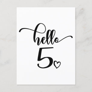 5th Birthday Girls Hello Five Cute 5 Years Old Kid Postcard