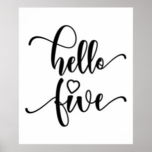 5th Birthday Girls Hello Five Cute 5 Years Old Kid Poster