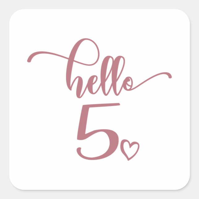 5th Birthday Girls Hello Five Cute 5 Years Old Kid Square Sticker (Front)