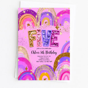 5th Birthday Girls Party Invitation