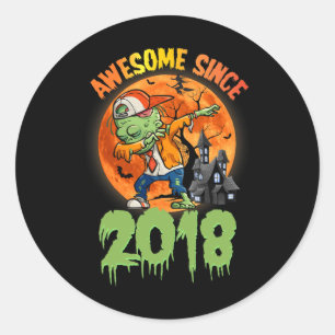 5th Birthday Halloween Dabbing Zombie Awesome Sinc Classic Round Sticker