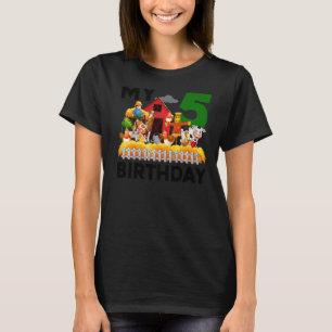 5th Birthday Horse Cow Pig Chicken Farmer Farm T-Shirt