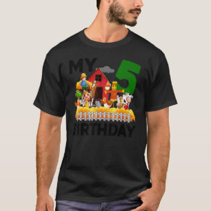 5th Birthday Horse Cow Pig Chicken Farmer Farm T-Shirt