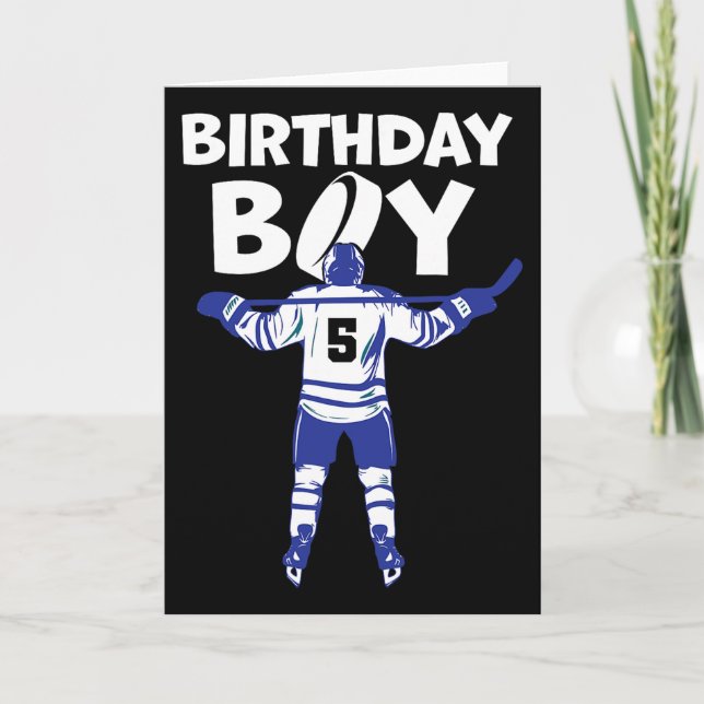 5th Birthday Ice Hockey Boy 5 Year Old Hockey Play Card (Front)