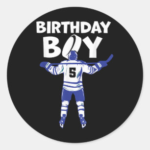 5th Birthday Ice Hockey Boy 5 Year Old Hockey Play Classic Round Sticker
