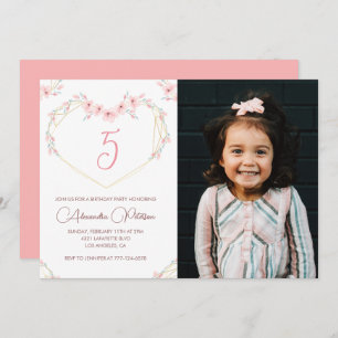 5th birthday invitations Boho Floral Photo