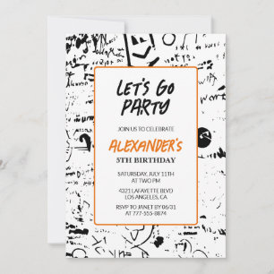5th birthday invitations Boy Graffiti Paint Party