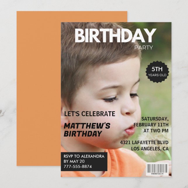 5th birthday invitations for him Magazine Cover (Front/Back)