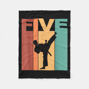 5th Birthday Karate Taekwondo Theme 5 Year Old Fleece Blanket