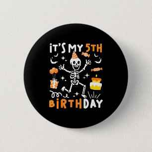 5th birthday kids funny skeleton 5th birthday 6 cm round badge