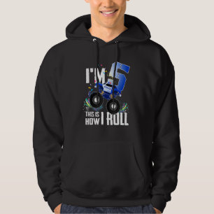 5th Birthday Kids, I'm 5 Police Monster Truck Car Hoodie