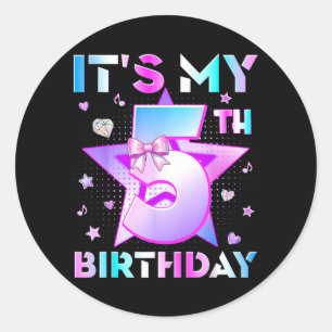 5th Birthday Kpop 5 Years Old Funny Birthday Classic Round Sticker